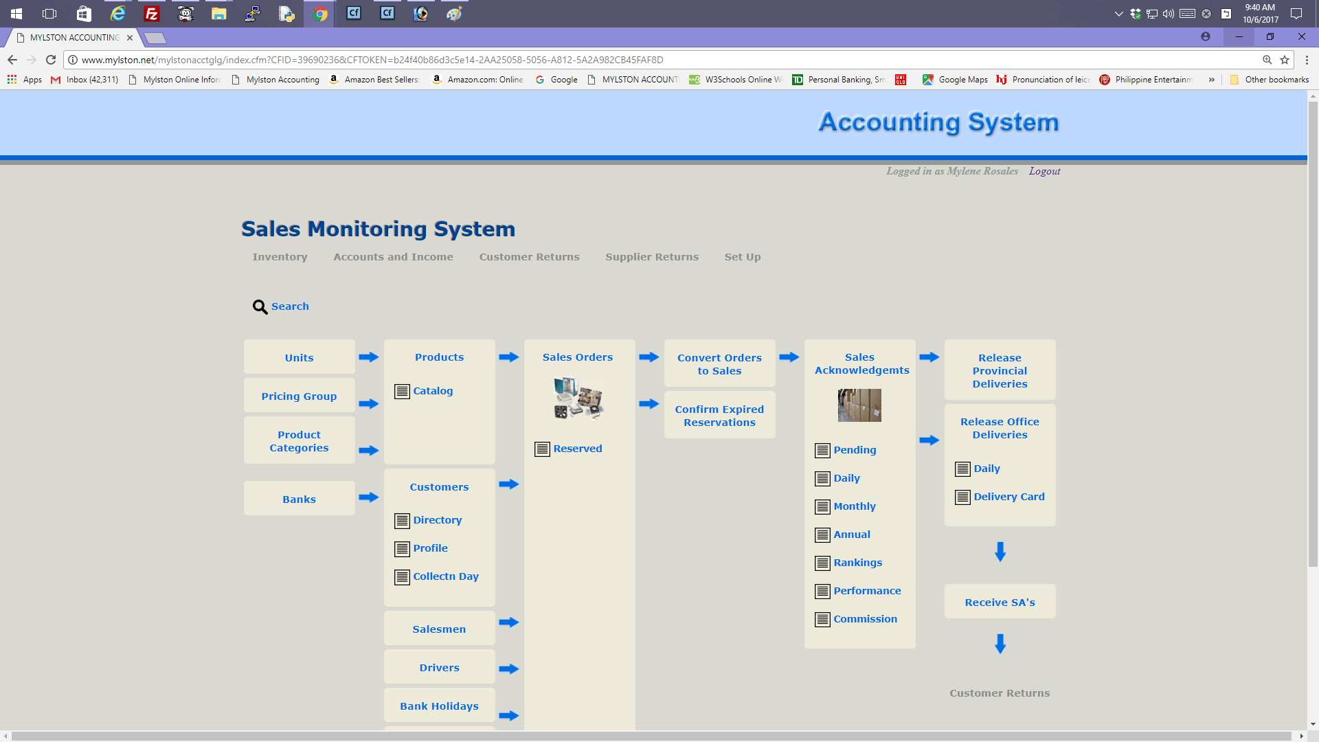 LG Accounting System Menu